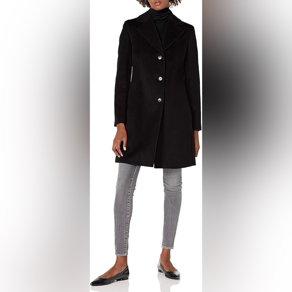 NWT Calvin Klein Black Wool
Precious Fiber Cashmere Blend
Pea Coat Pocket Medium